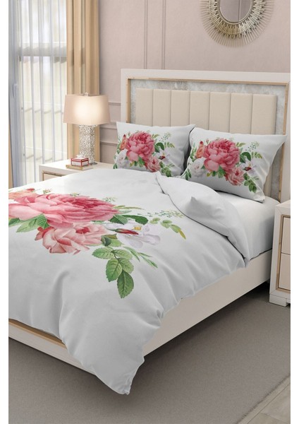 Lastikli Çarşaflı Pamuk Saten Çift Kişilik New Floral Nevresim Takımı modelleri