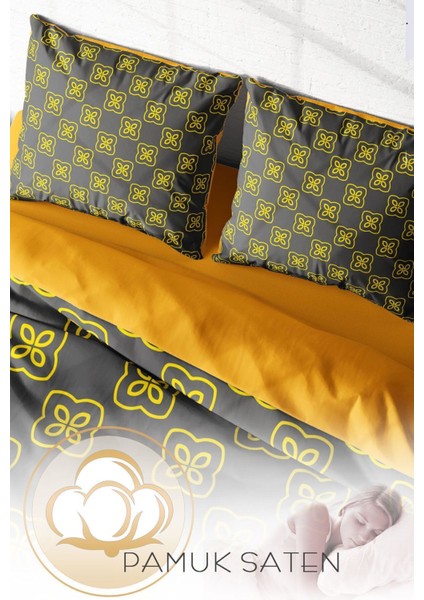Çift Kişilik Lastikli Çarşaflı Pamuk Saten Yellow Mosaic Nevresim Takımı fırsatları