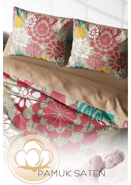 Çift Kişilik Lastikli Çarşaflı Pamuk Saten Past Tense Flowers Nevresim Takımı fırsatları