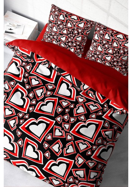 Çift Kişilik Sık Dokuma Pamuk Saten 3D Özel Tasarım Heart Lips Nevresim Takımı