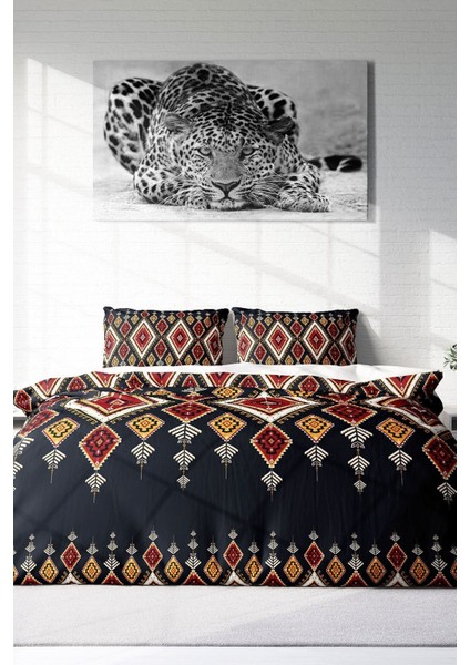 Çift Kişilik Sık Dokuma Pamuk Saten 3D Özel Tasarım Ethnic Geometric Nevresim Takımı modelleri