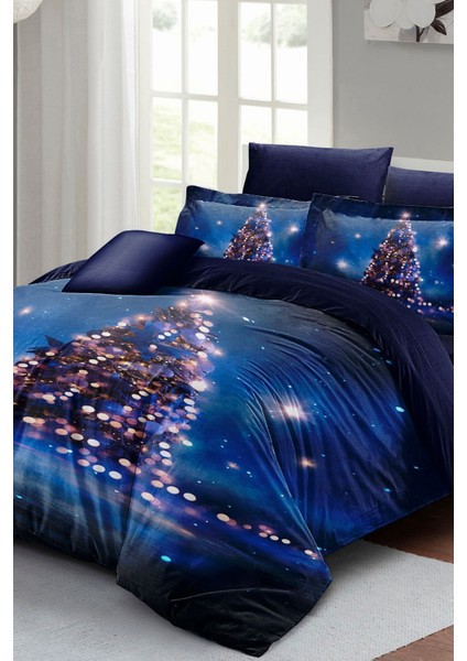 Yılbaşı Çift Kişilik Nevresim Lastikli Çarşaflı Pamuk Saten Starry Tree Nevresim Takımı fiyatları