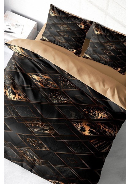Çift Kişilik Lastikli Çarşaflı Pamuk Saten Brown Suite Nevresim Takımı modelleri