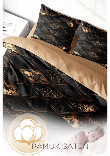 Çift Kişilik Lastikli Çarşaflı Pamuk Saten Brown Suite Nevresim Takımı fırsatları
