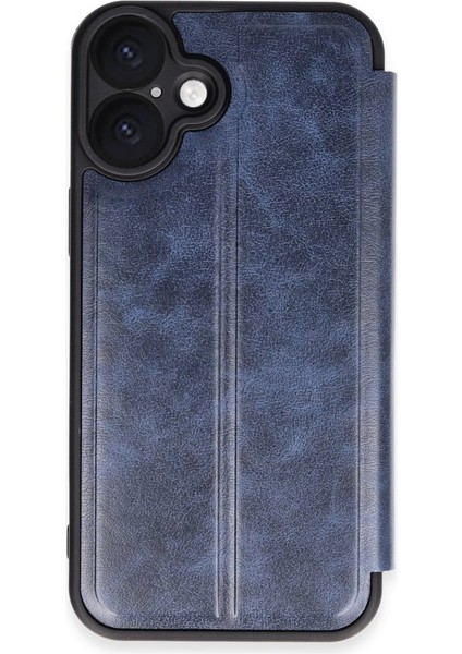 Apple iPhone 16 Plus Kılıf Suni Deri Kartlıklı Standlı Flip Cover Kılıf
