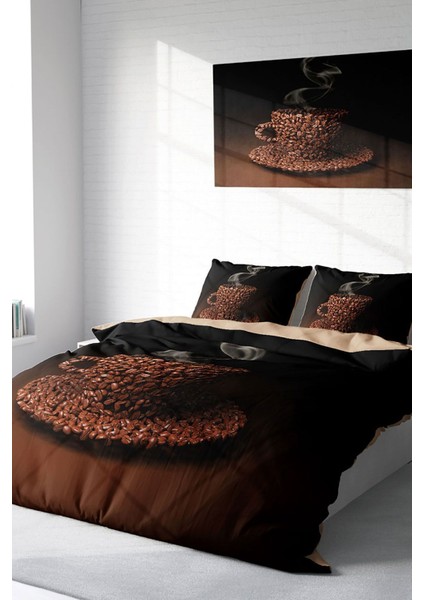 Çift Kişilik Özel Dokuma Pamuk Saten Live Coffee Nevresim Takımı fiyatları