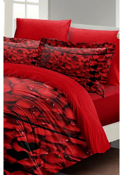 Doğal Pamuk Çift Kişilik 3D Digital Red Rose Feather Nevresim Takımı modelleri