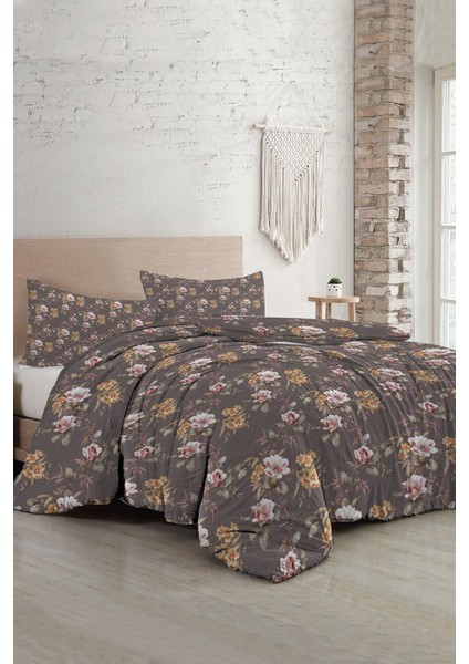 Çift Kişilik Sık Dokuma Pamuk Saten 3D Özel Tasarım Retro Flowers Luxury Nevresim Takımı