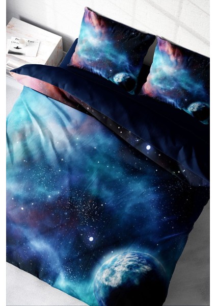 Çift Kişilik Sık Dokuma Pamuk Saten 3D Özel Tasarım Star Night Nevresim Takımı