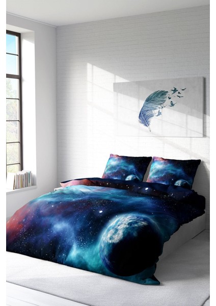 Çift Kişilik Sık Dokuma Pamuk Saten 3D Özel Tasarım Star Night Nevresim Takımı fiyatları