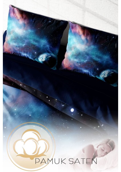 Çift Kişilik Sık Dokuma Pamuk Saten 3D Özel Tasarım Star Night Nevresim Takımı fırsatları