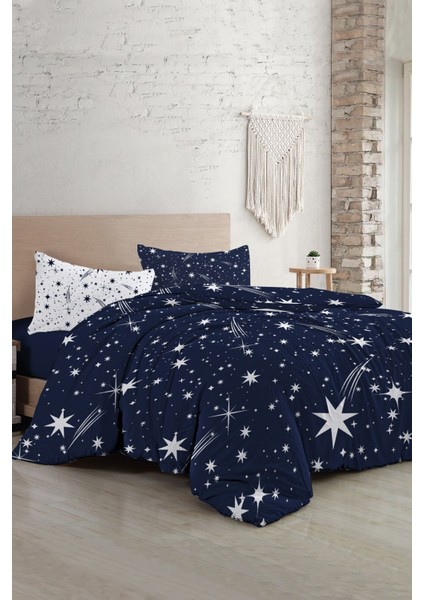 Doğal Pamuk Çift Kişilik 3D Digital Halley Star Nevresim Takımı