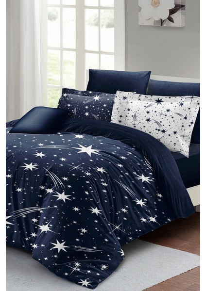 Doğal Pamuk Çift Kişilik 3D Digital Halley Star Nevresim Takımı fırsatları