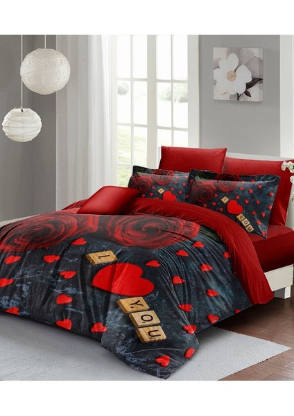 Sevgililer Günü Özel Çift Kişilik Pamuk Saten Roses Marble Nevresim Takımı fiyatları