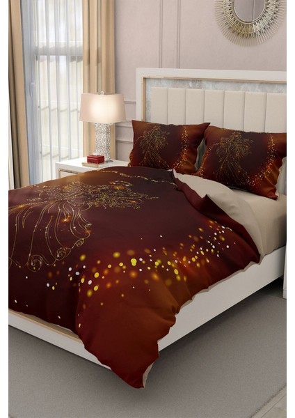 Çift Kişilik Lastikli Çarşaflı Pamuk Saten Anneler Günü Melek Annem Nevresim Takımı