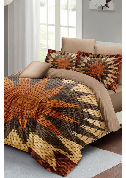 Lastikli Çarşaflı Pamuk Saten Çift Kişilik Wicker Flower Nevresim Takımı fiyatları
