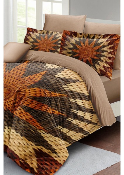 Lastikli Çarşaflı Pamuk Saten Çift Kişilik Wicker Flower Nevresim Takımı modelleri