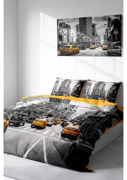 Çift Kişilik Nevresim Seti Sık Dokuma Pamuk Saten 3D Özel Tasarım Taxi (Çarşafsızdır) Nevresim Takımı fiyatları