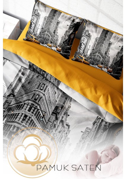 Çift Kişilik Nevresim Seti Sık Dokuma Pamuk Saten 3D Özel Tasarım Taxi (Çarşafsızdır) Nevresim Takımı fırsatları