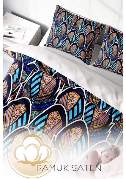 Çift Kişilik Sık Dokuma Pamuk Saten 3D Özel Tasarım Bohem Stil Nevresim Takımı fırsatları