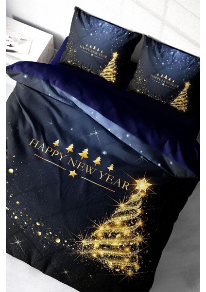 Yılbaşı Çift Kişilik Nevresim Lastikli Çarşaflı Pamuk Saten Christmas Tree Nevresim Takımı modelleri