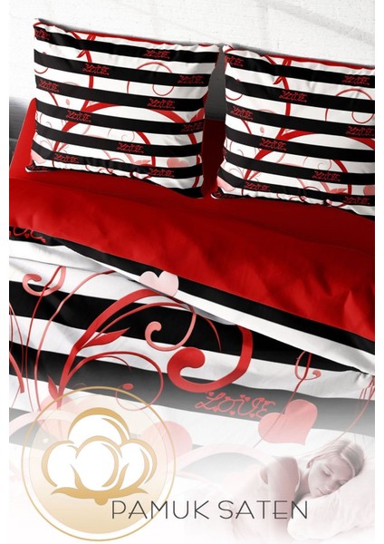Çift Kişilik Sık Dokuma Pamuk Saten 3D Özel Tasarım Sevgililer Günü Nevresim Takımı fırsatları