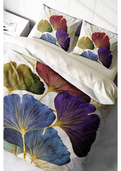 Çift Kişilik Lastikli Çarşaflı Pamuk Saten Colorfull Leave Nevresim Takımı fiyatları