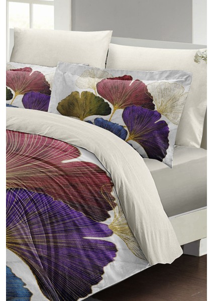 Çift Kişilik Lastikli Çarşaflı Pamuk Saten Colorfull Leave Nevresim Takımı fırsatları