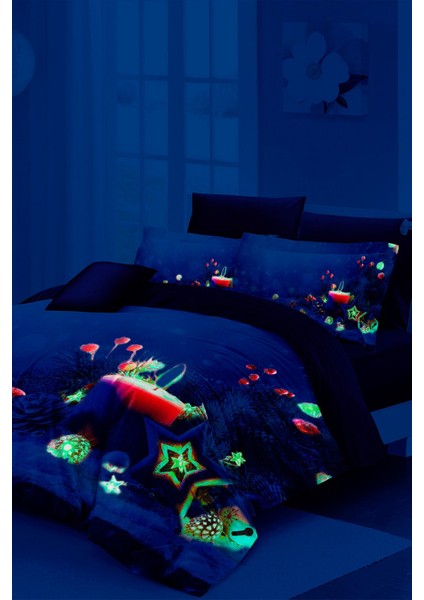 Yılbaşı Neonlu Fosforlu Çift Kişilik Pamuk Saten Christmas Candle Nevresim Takımı fiyatları