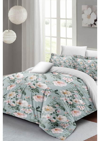 Çift Kişilik Lastikli Çarşaflı Pamuk Saten Spring Fresh Luxury Nevresim Takımı