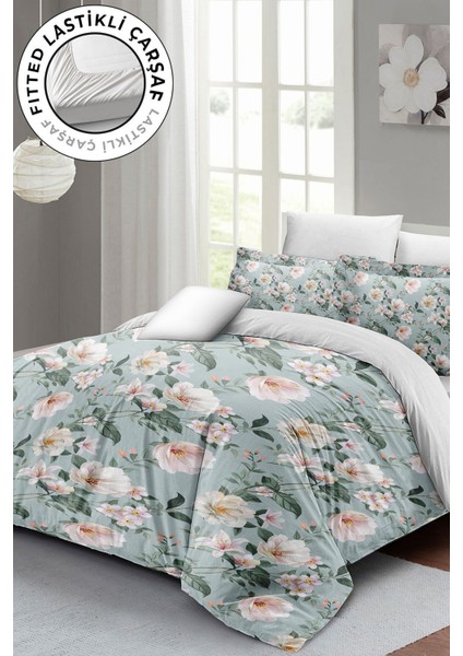 Çift Kişilik Lastikli Çarşaflı Pamuk Saten Spring Fresh Luxury Nevresim Takımı modelleri