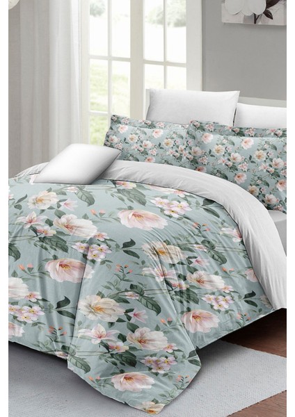 Çift Kişilik Lastikli Çarşaflı Pamuk Saten Spring Fresh Luxury Nevresim Takımı fırsatları