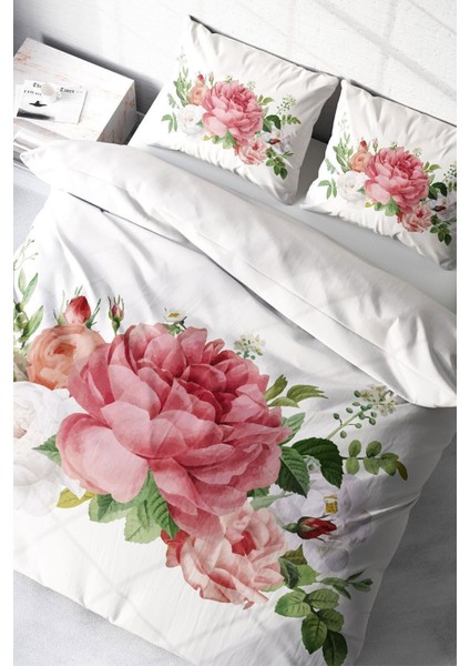 Çift Kişilik Lastikli Çarşaflı Pamuk Saten New Floral Nevresim Takımı modelleri