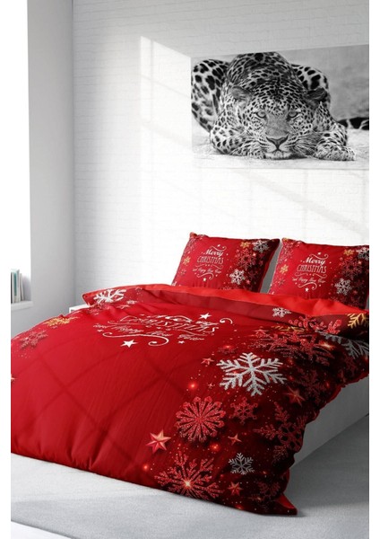 Yılbaşı Çift Kişilik Nevresim Lastikli Çarşaflı Pamuk Saten Nowflake Nevresim Takımı fiyatları