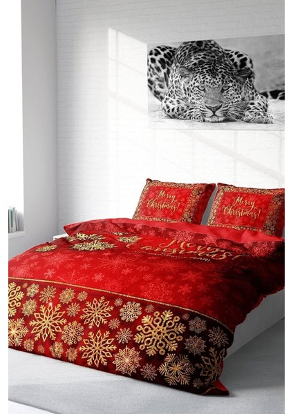 Yılbaşı (Lastikli Çarşaflı) Çift Kişilik Pamuk Saten Kırmızı Nevresim Takımı fiyatları