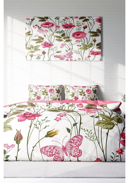 Lastikli Çarşaflı Pamuk Saten Çift Kişilik Relax Flower Nevresim Takımı modelleri