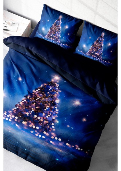 Yılbaşı (Lastikli Çarşaflı) Çift Kişilik Pamuk Saten Starry Tree Nevresim Takımı modelleri