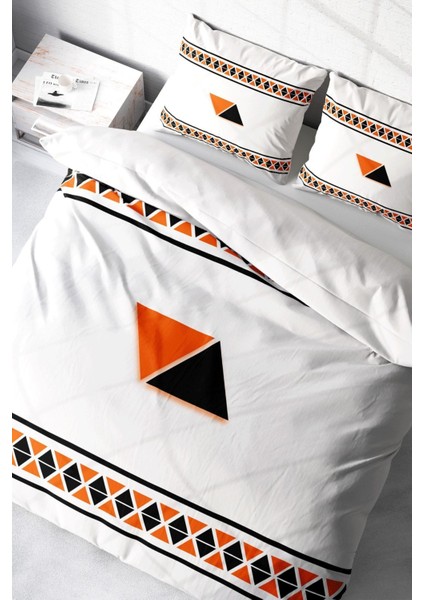 Çift Kişilik Sık Dokuma Pamuk Saten 3D Özel Tasarım Geo Nevresim Takımı