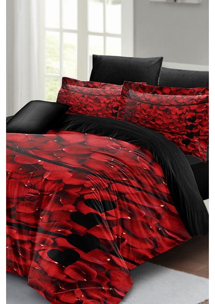 Çift Kişilik Lastikli Çarşaflı Pamuk Saten Rose Feather Nevresim Takımı fiyatları