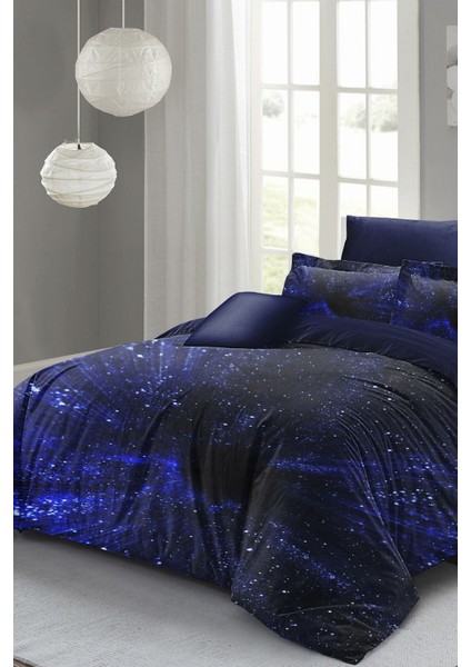 Çift Kişilik Lastikli Çarşaflı Pamuk Saten Blue Nıght Nevresim Takımı fiyatları