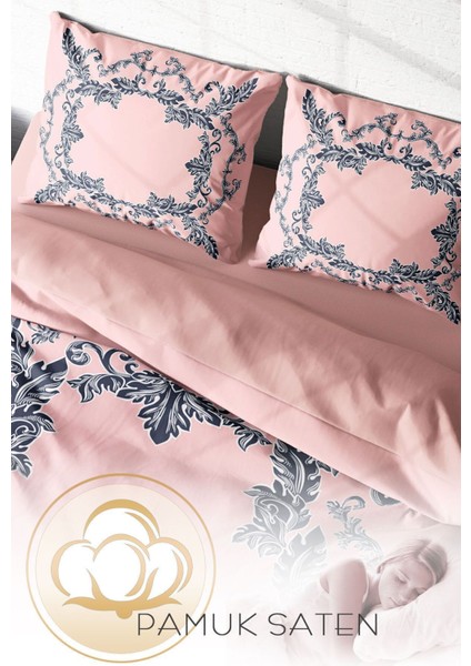 Çift Kişilik Lastikli Çarşaflı Pamuk Saten Pink Baraque Nevresim Takımı fırsatları
