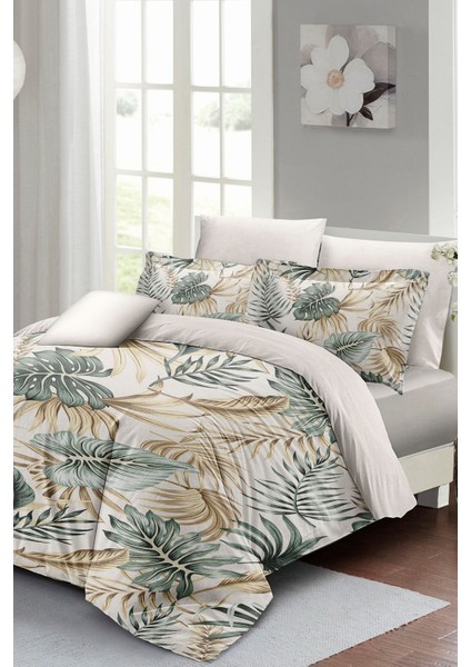 Botanik Palm Çift Kişilik 3D Pamuk Saten Nevresim Takımı fiyatları