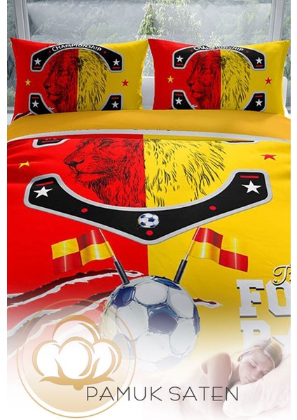 Çift Kişilik Lastikli Çarşaflı Pamuk Saten Red & Yellow Nevresim Takımı fırsatları