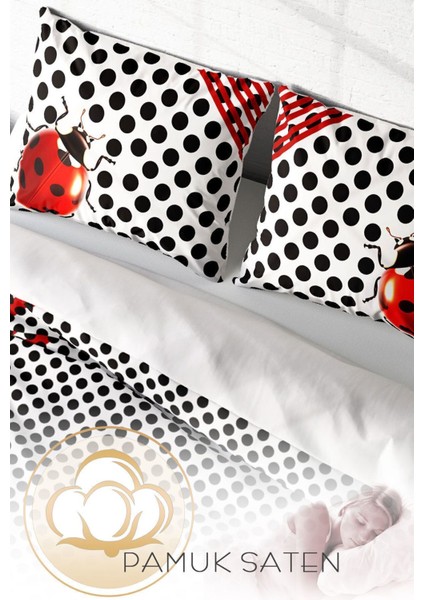 Çift Kişilik Lastikli Çarşaflı Pamuk Saten Ladybug Nevresim Takımı fırsatları