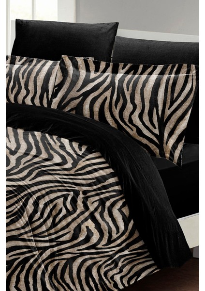 Çift Kişilik Sık Dokuma Pamuk Saten 3D Özel Tasarım Zebra Black Nevresim Takımı fırsatları