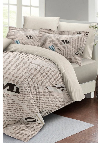 Çift Kişilik Sık Dokuma Pamuk Saten 3D Özel Tasarım Newspaper Nevresim Takımı fiyatları