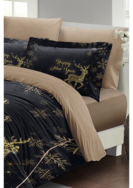 Yılbaşı (Lastikli Çarşaflı) Çift Kişilik Pamuk Saten Noel Nevresim Takımı fiyatları