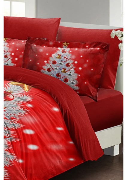 Yılbaşı (Lastikli Çarşaflı) Çift Kişilik Pamuk Saten Gift Noel Nevresim Takımı fiyatları