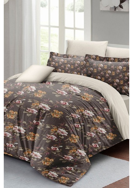 Çift Kişilik Lastikli Çarşaflı Pamuk Saten Retro Flowers Luxury Nevresim Takımı fiyatları