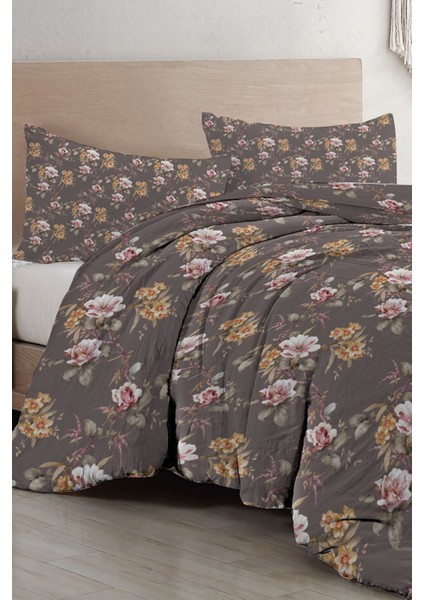 Çift Kişilik Lastikli Çarşaflı Pamuk Saten Retro Flowers Luxury Nevresim Takımı fırsatları
